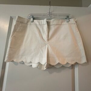 LOFT white scallop shorts